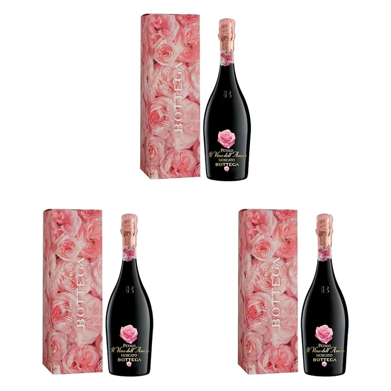 Bottega Il Vino Dell'Amore Petalo Moscato Sweet Sparkling Wine with Gift Box - 750 ml (Pack of 3)