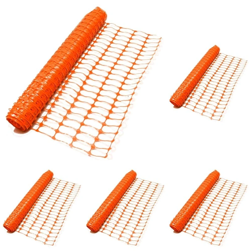 Orange Barrier Fencing Plastic Mesh Safety Netting Standard - 50m Roll. Construction Industry Standard by True Products (Pack of 5)