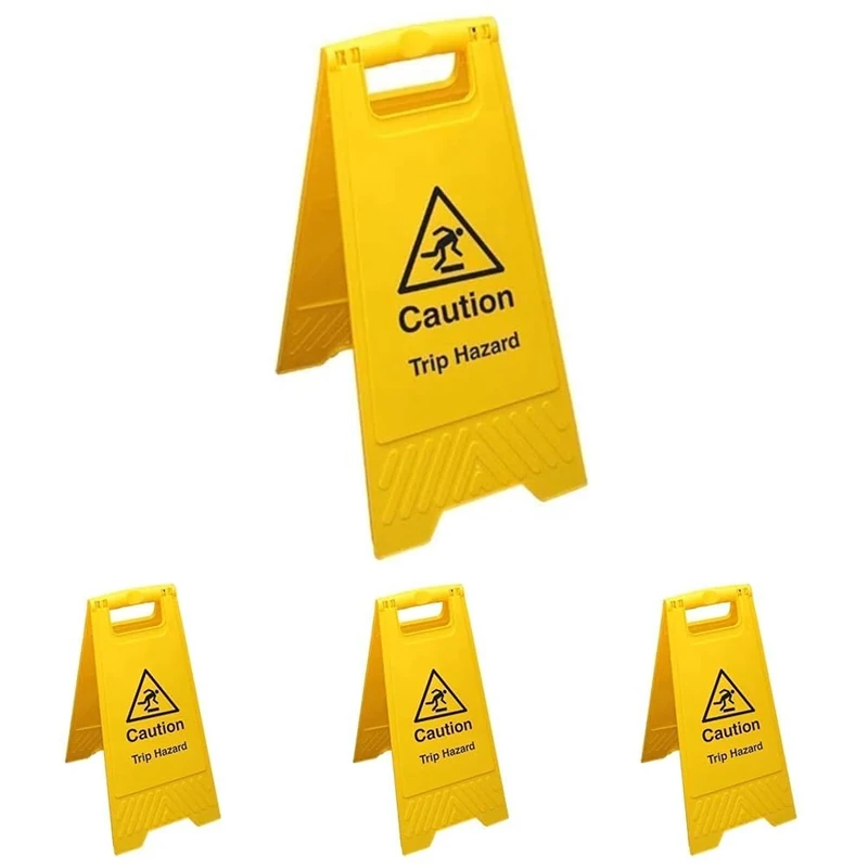 V Safety Caution Trip Hazard - Yellow Double Sided Floor Sign Safety Sign (Pack of 4)