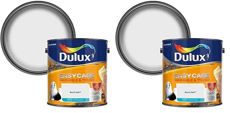 Dulux Easycare Washable & Tough Matt Emulsion Paint For Walls And Ceilings - Rock Salt 2.5 Litres (Pack of 2)
