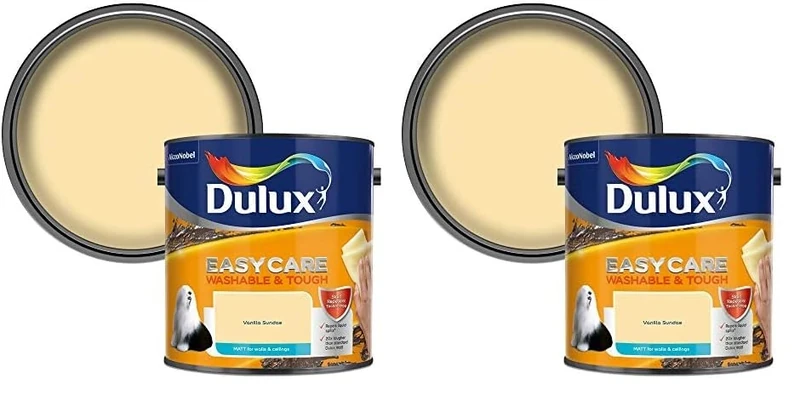 Dulux 403201 Easycare Washable & Tough Matt Emulsion Paint For Walls And Ceilings - Vanilla Sundae 2.5L (Pack of 2)