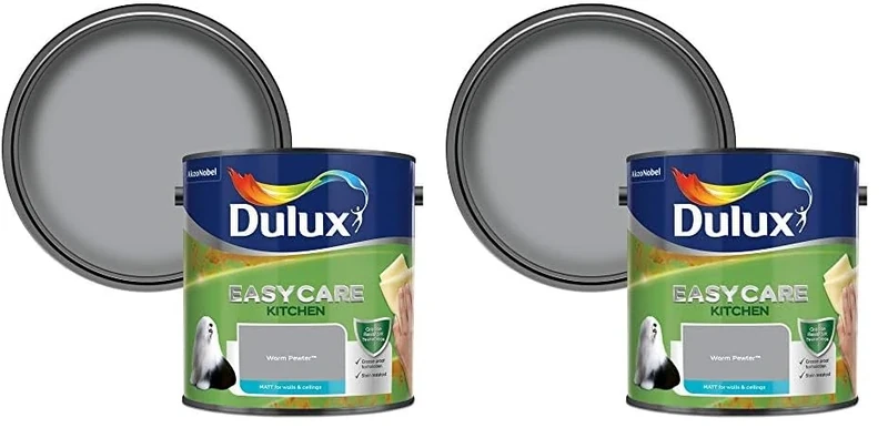 Dulux Easycare Kitchen Matt Emulsion Paint For Walls And Ceilings - Warm Pewter 2.5 Litres (Pack of 2)