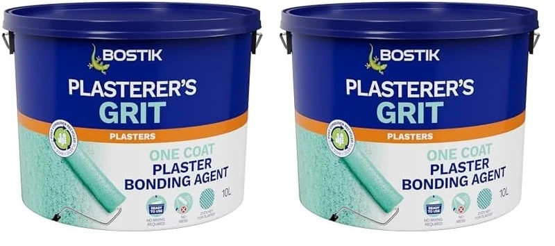 Bostik Plasterer’s Grit, Plaster Bonding Agent, No Mixing, Suitable For Interior Use, Easy to Apply, Colour: Green, 10L (Pack of 2)