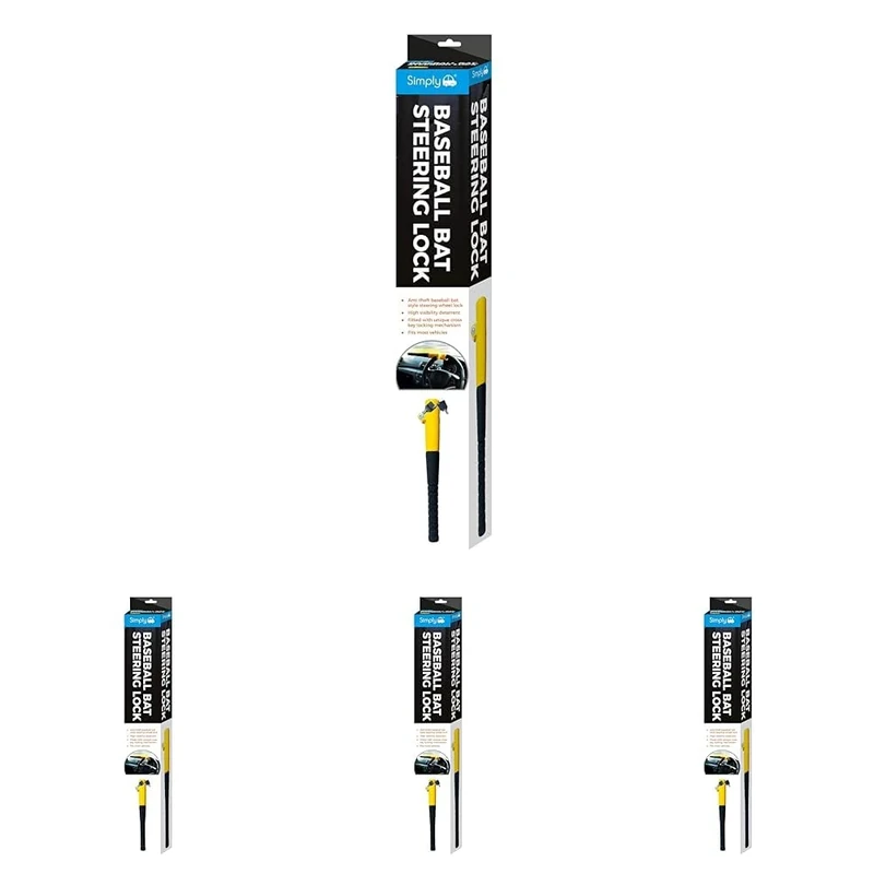 Baseball Bat Steering Wheel Lock, Anti-Theft, Adjustable Hook, Heavy Duty, Universal Fit Automotive High Security Strong Products, Fits Most Vehicles (Pack of 4)