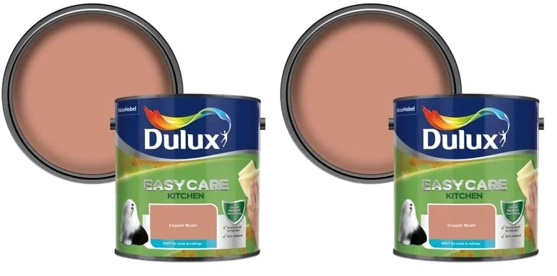 Dulux Easycare Kitchen Matt Emulsion Paint - Copper Blush - 2.5L (Pack of 2)