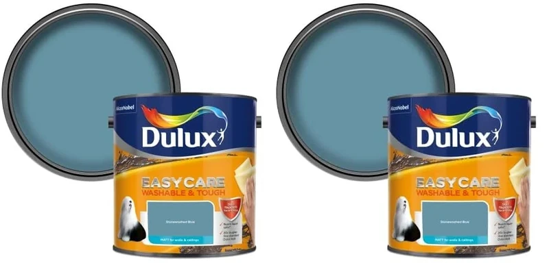 Dulux Easycare Washable & Tough Matt Emulsion Paint - Stonewashed Blue - 2.5L (Pack of 2)