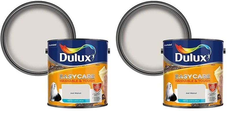 Dulux Easycare Washable & Tough Matt Emulsion Paint For Walls And Ceilings - Just Walnut 2.5 Litres (Pack of 2)