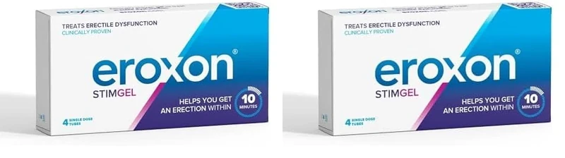 Eroxon StimGel Treatment Gel - Helps You Get an Erection Within 10 Minutes - Compatible with Latex Condoms and Lubricants - 4 Single Dose Tubes (Pack of 2) - Image 1