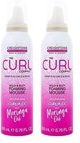 The Curl Company Hold and Body Foaming Mousse (200 ml) - Defines Curls and Waves, Eliminates Frizz and Smoothes Unruly Flyways; Professionally Formulated with Curplex and Nourishing Moringa Oil