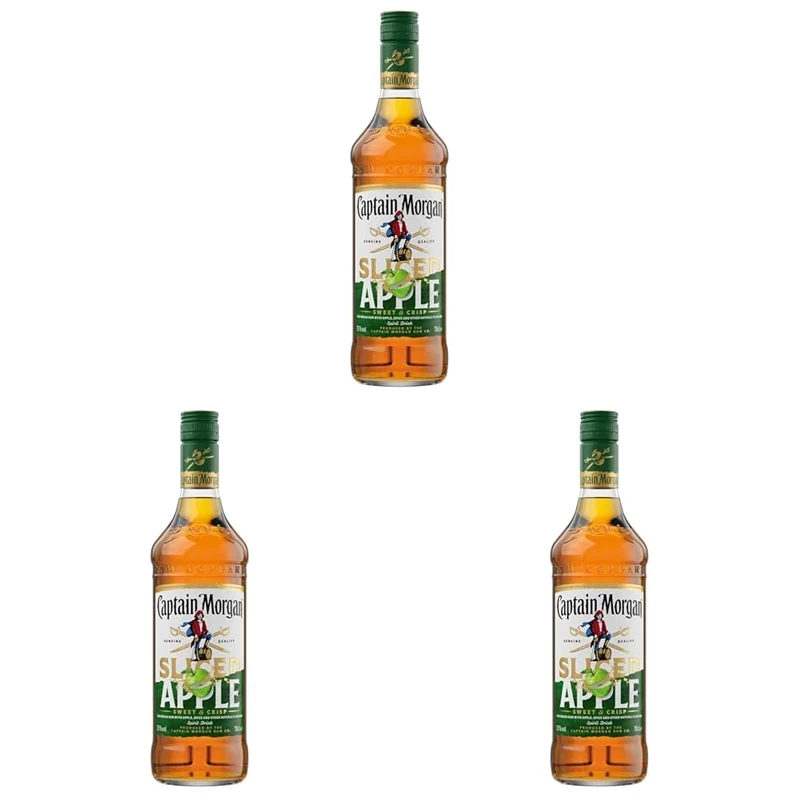 Captain Morgan Sliced Apple | 25% vol | 70cl | Rum Based Spirit Drink with Notes of Apple & Ginger & Captain Morgan Original Spiced Gold | for Drinks or a Spiced Rum Cocktail (Pack of 3)
