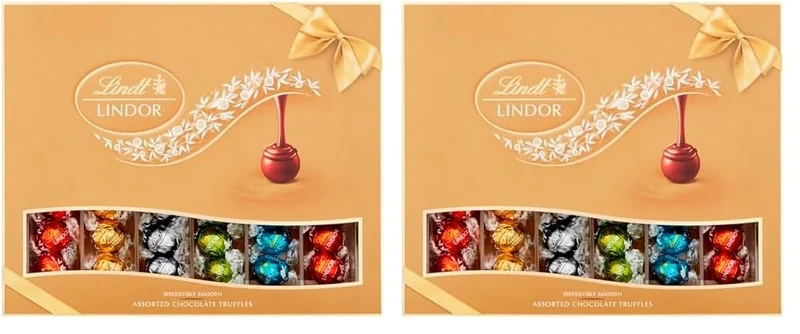 Lindt Lindor Assorted Chocolate Truffles Gift Box 525g - Gift Present or Sharing Box - Mother's Day, Birthday, Congratulations (Pack of 2)