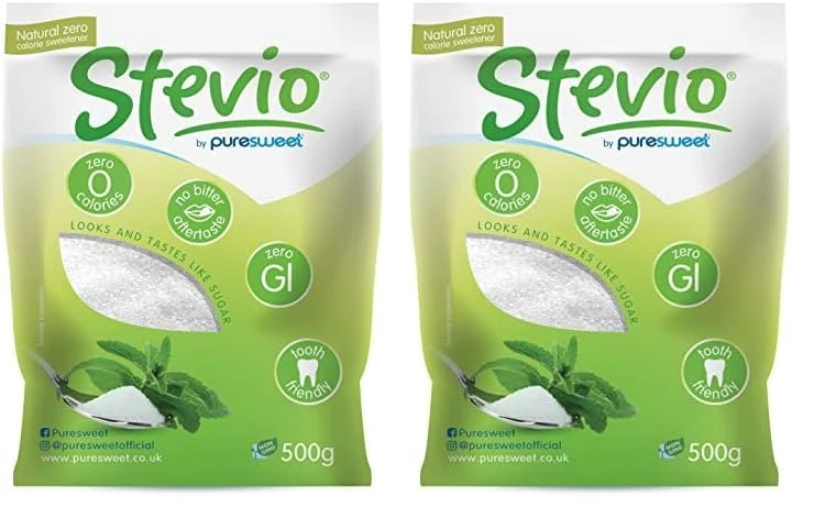 Stevio® Premium Stevia Sweetener 500g, Tastes Like Sugar, Diabetic & Keto Friendly, No Bitter Aftertaste, Spoon for Spoon, (Resealable and Recyclable Pouch) (Pack of 2)