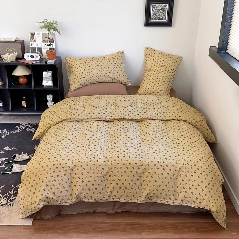 DREAMINGO King Size Duvet Cover 104"x90", Double-Layer Gauze, Beige
