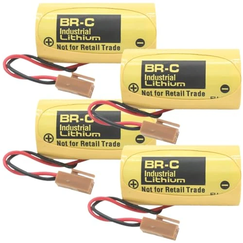 4-Pack BR-C 3V 5000mAh PLC Battery for FANUC A98L-0031-0007 A02B-0120-K106 BR-CCF1TH with Plug