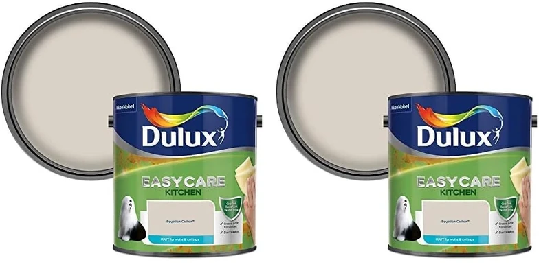 Dulux Easycare Kitchen Matt Emulsion Paint For Walls And Ceilings - Egyptian Cotton 2.5 Litres (Pack of 2)
