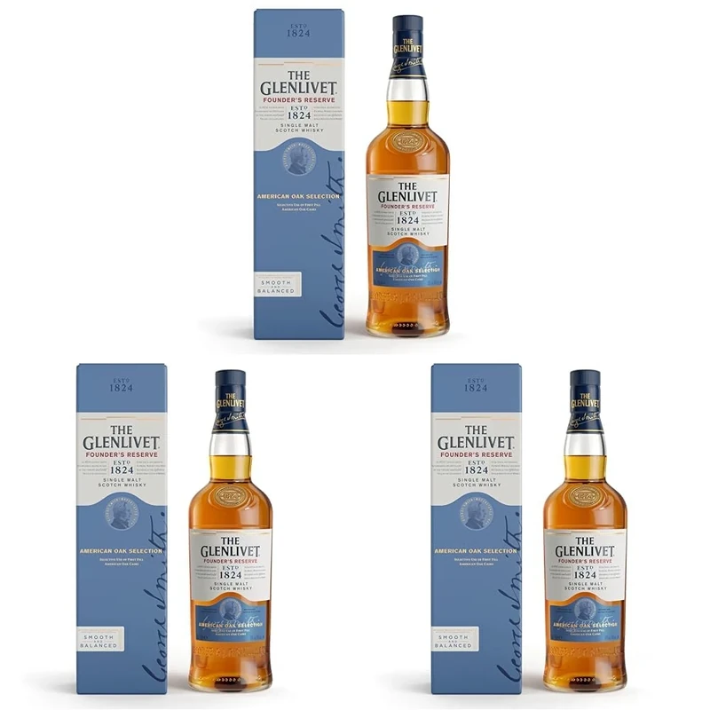 The Glenlivet Founder's Reserve Single Malt Scotch Whisky with Giftbox | Double Matured in Oak Casks | 40% ABV | 70CL | Original Speyside Single Malt Whisky | Sweet and Fruity Scottish Whisky