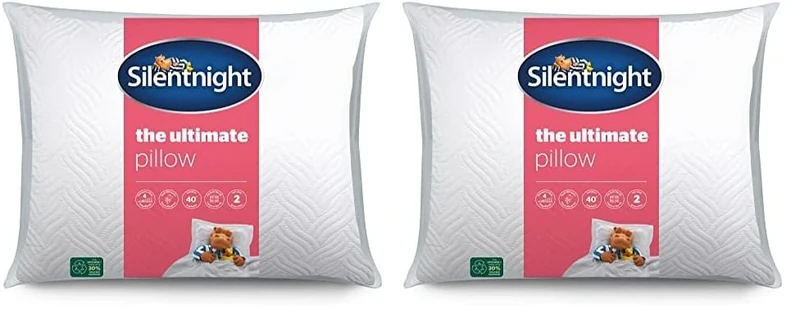 Silentnight Ultimate Pillow - Soft and Supportive Bed Pillow with Luxury Quilted Pinsonic Soft Touch Cover, Machine Washable and Hypoallergenic for Back and Side Sleepers - Pack of 2, White