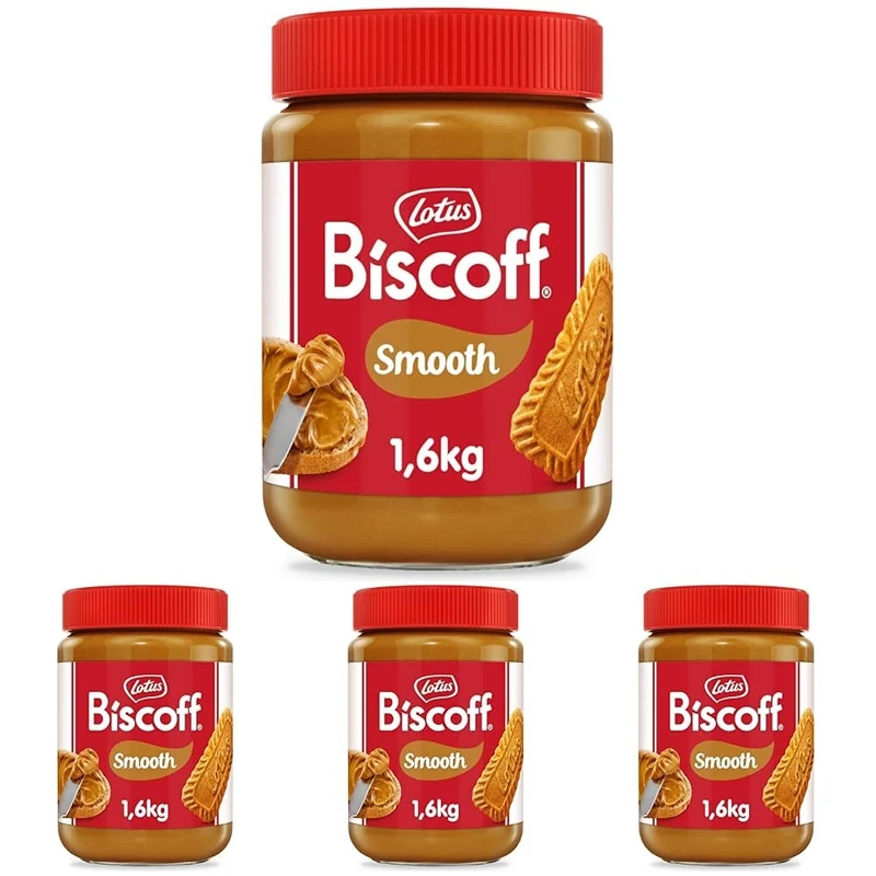 Biscoff - Sweet spread - Smooth - Extra Large Jar - Caramelised biscuit flavor - Vegan - Nut free - No colours or added flavours - 1.6kg (Pack of 4)