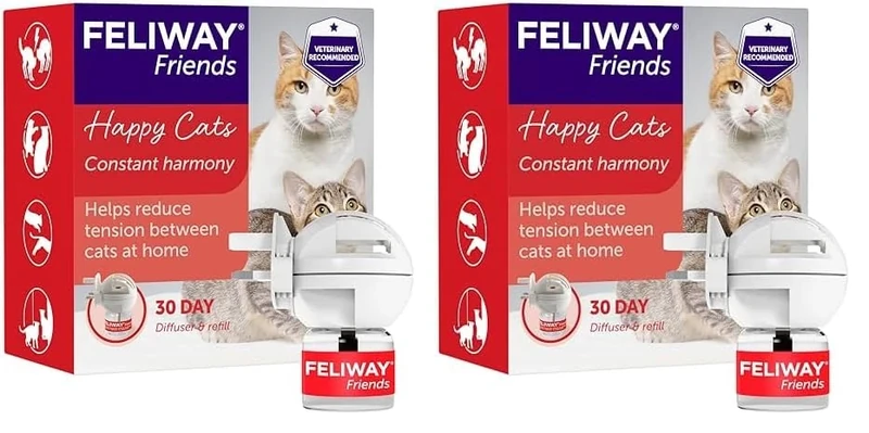 Feliway Friends 30 Day Starter Kit | Plug In Anxiety Relief Pheromone Diffuser For Cats With 48ml Friends Refill | Reduce Conflict In A Multi-Cat Household Friends (Pack of 2)