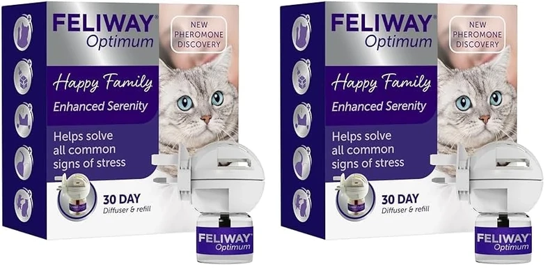 FELIWAY Optimum 30 Day Cat Calming Plug In Pheromone Diffuser Starter Kit, 48ml - Helps Solve all Common Signs of Stress in Cats & Kittens, Veterinary Recommended, Clinically Proven, Enhanced Serenity