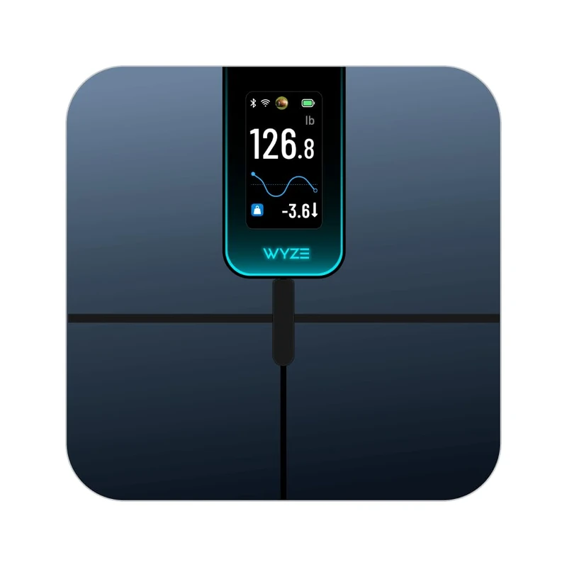 Wyze Scale Ultra Smart Body Scale, 4.3" Colour Display Digital Scale, Measures Weight, BMI, Muscle Mass & Heart Rate, Wi‑Fi & Bluetooth Connectivity, Baby/Pet/Luggage Weigh Modes, 400 lbs, Black