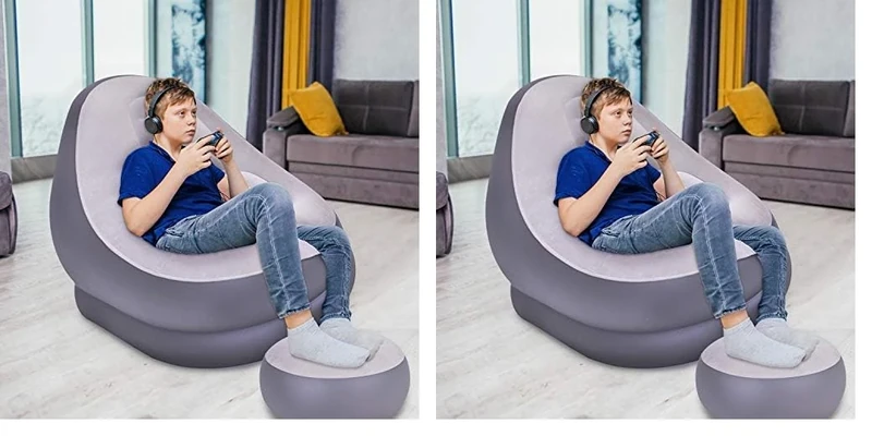 Benross Avenli 88150 Inflatable 2-Piece Deluxe Lounger With Foot Stool/Perfect Chair For Gaming, Reading & Movie Watching/Lounger Size 116 x 98 x 83cm (L x W x H) (Pack of 2)