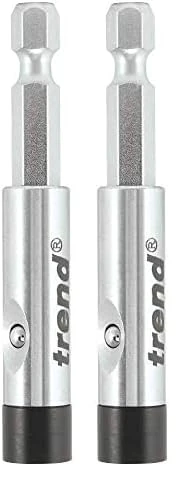 Trend Snappy 66mm One Touch Magnetic Bit Holder, 25mm Bit Retention, Centrotec Compatible, SNAP/BH/OT, Black (Pack of 2)