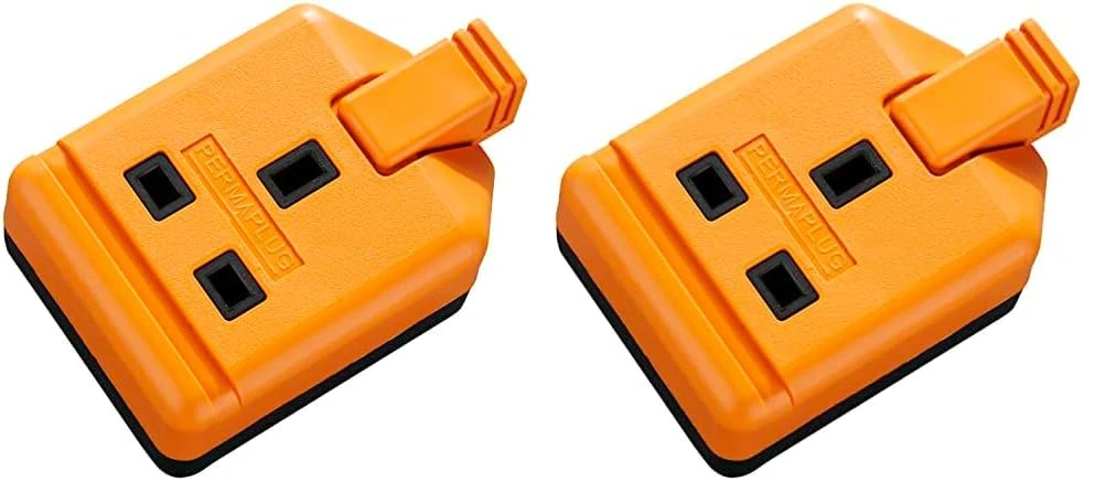 Other Heavy Duty Single Socket Trailing Socket, without Plug and Cable, 13 Amp, Orange (Pack of 2)