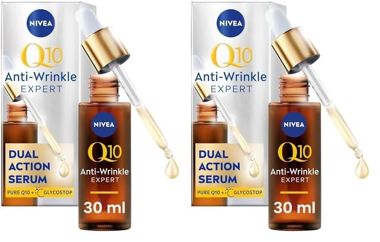 NIVEA Q10 Anti-Wrinkle Expert Dual Action Serum (30ml), Anti Ageing Face Serum for Women with Pure Q10, Visibly Reduces and Prevents Wrinkles (Pack of 2)