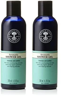 Neal's Yard Remedies Aromatic Shower Gel, Body Wash With Relaxing Lavender & Geranium, Vegan & Cruelty-Free, 200ml (Pack of 2)