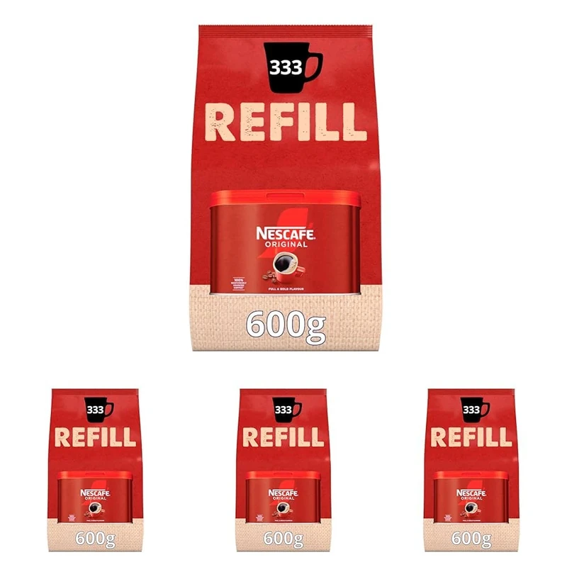NESCAFÉ Original Medium Roast Instant Coffee Refill Pouch 600g (Pack of 4)
