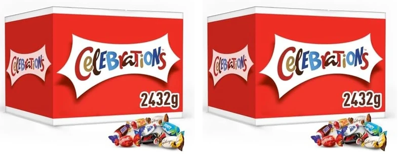 Celebrations Bulk Chocolate Box, 2.4kg, Assorted Chocolates Gift Box with Mini Chocolate Bars & Biscuits (Pack of 2)