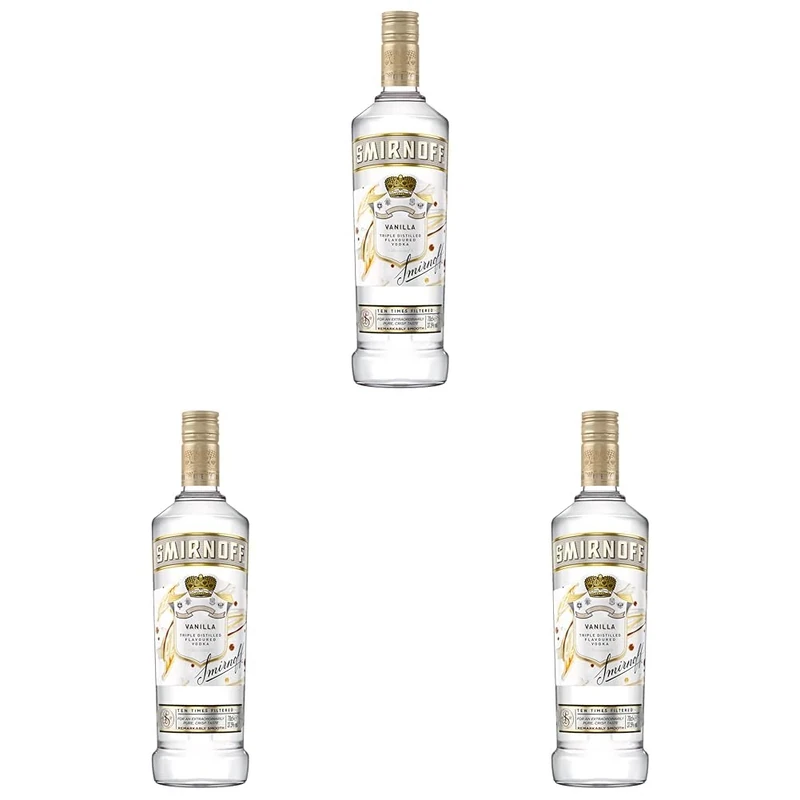 Smirnoff Vanilla Flavoured Vodka | 37.5% vol | 70cl | Made with Vanilla Flavours & Smirnoff No. 21 Vodka | Sweet & Creamy | Enjoy Chilled in Drinks or a Cocktail (Pack of 3)