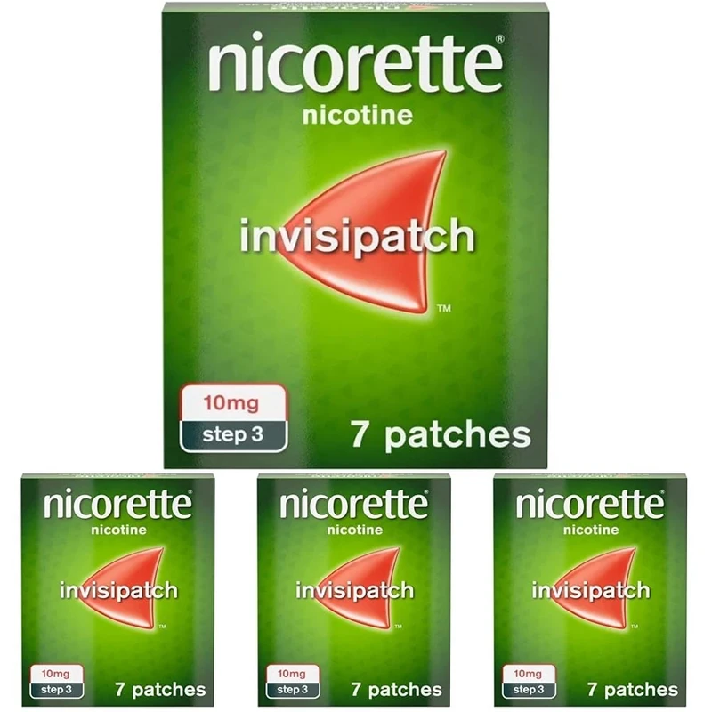 Nicorette InvisiPatch 10mg, Step 3, (7 Patches), Nicotine Patches for Smoking Cessation, Discreet & Convenient Help to Quit Smoking, for All-Day Craving Relief (Pack of 4)