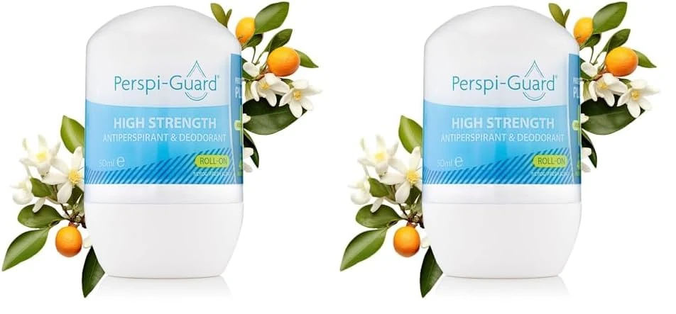Perspi-Guard Strong Antiperspirant and Roll-On Deodorant with Neroli – 48-Hour Scented Deodorant for Men and Women to Prevent Sweating and Odours w/Aloe Vera and Kojic Acid (Pack of 2)