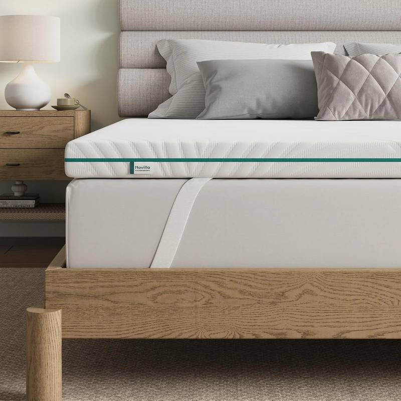 Novilla Mattress Topper 135 x 190 cm - 7.5 cm Memory Shape, Washable Cover, Elastic Straps, Non-Slip, Safety Certification - for Firm Mattresses, Guest Room, Dorm, Camper