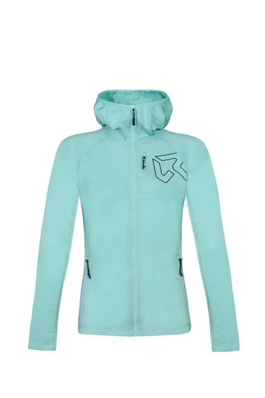 Rock Experience | Arrows Hoodie Woman Fleece | Technical Mountain Sweatshirt | Outdoor Aqua Green