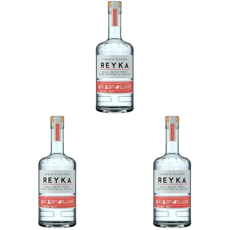 Reyka Vodka, 70cl – From Iceland’s Glaciers to Your Glass (Pack of 3)