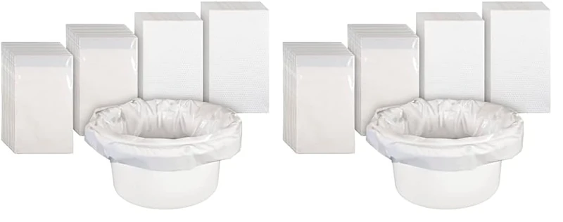 Aidapt Commode Liners with Absorbent Pads,Box of 50 Flat Packed.1000ml Absorbency,Fits Standard Commode Buckets,Biodegradable,Tie Handles,Sanitary,Leak Free,Odour Free,Convenient (Pack of 2)