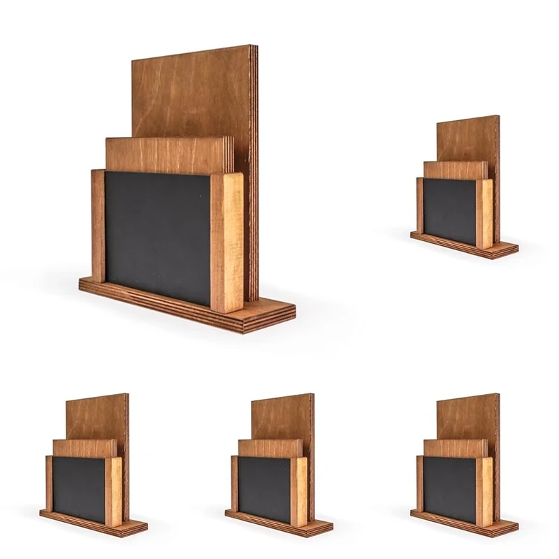 Chalkboards UK Premium Menu Holder and Chalkboard, Wood, Black/Rustic Brown, W20 x H16 cm (Pack of 5)