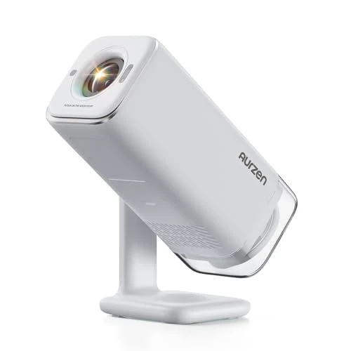 Aurzen BOOM Air Smart Projector with Stand, Google TV Smart Projector with WiFi and Bluetooth, Seamless Auto Focus & Keystone, 10W Speakers DoIby Audio 4K Supported, Green