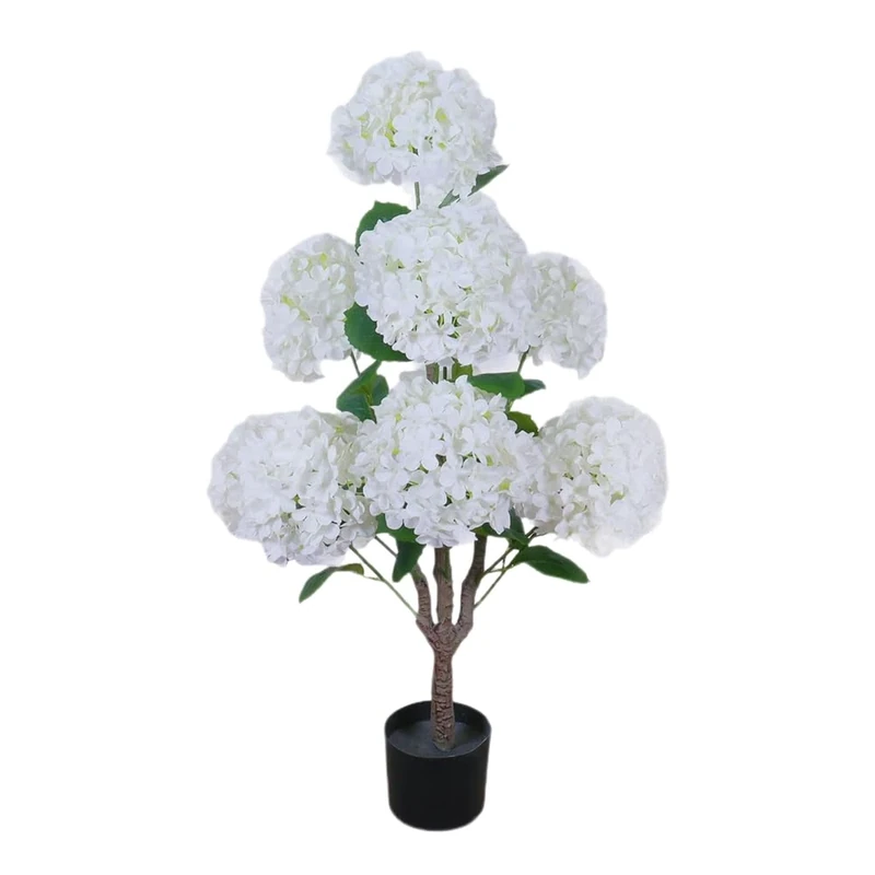 Zstar Artificial Hydrangea Tree, 90 cm Large Hydrangea Tree, Artificial Plant in Pot, with Flowers and Leaves, Large Artificial Plants Decoration for Indoor and Outdoor Living Room, Balcony