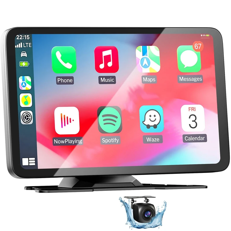 Wireless Car Stereo for Apple Carplay & Android Auto with Rear Camera 6.7" HD Touch Screen Car Play Screen with Mirror Link, Siri Voice Control, GPS Navigation, AUX for All Vehicles-M03