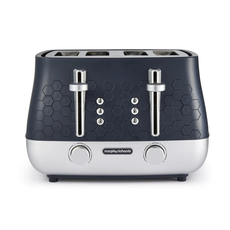 Morphy Richards Cassini 4 Slice Toaster, Variable Browning and Width Slots, 6 Power Levels, Removable Crumb Tray, Illuminated Buttons, High Lift, Defrost, Reheat, 800W, Outer Space Blue, 243021