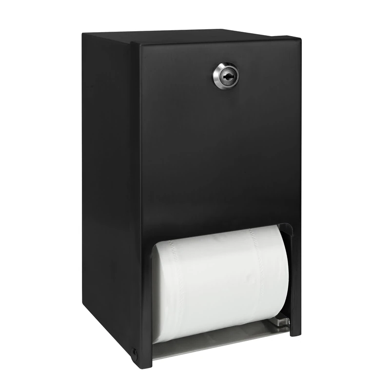 Stardrix Matte Black 2 Roll Stainless Steel Commercial Toilet Paper Dispenser, Heavy Duty Wall Mount Tissue Holder with Lock for Restroom/Bathroom