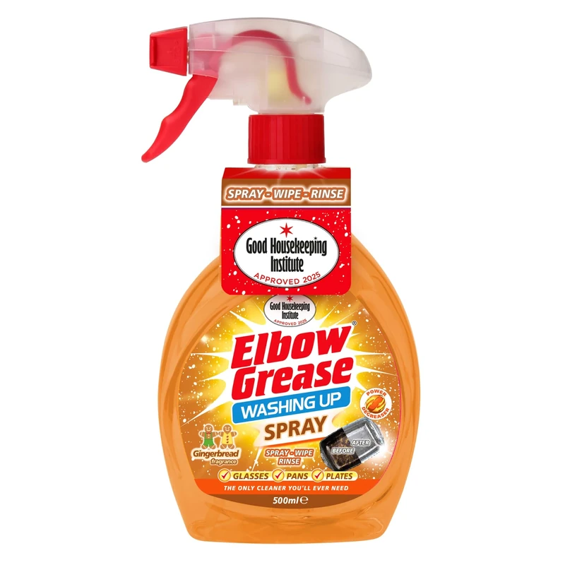 Elbow Grease Washing Up Spray | Power Degreaser - Cuts Through Grease & Grime | Hand Wash Dish Soap - Cleans Glasses, Pans & Plates (Gingerbread, 500 ml)