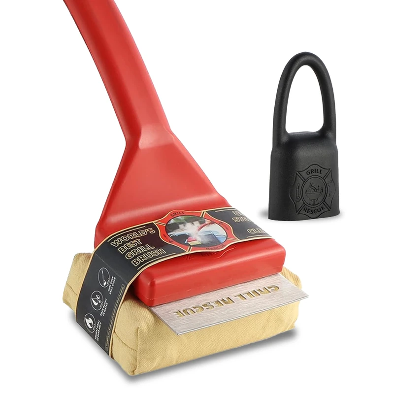 Grill Brush Bristle-Free– Safe BBQ Grill Brush for Gas, Charcoal, Cast Iron & Stainless Grates – Durable, Heat-Resistant Grill Cleaning Brush with Replaceable Head & Hanging Hook