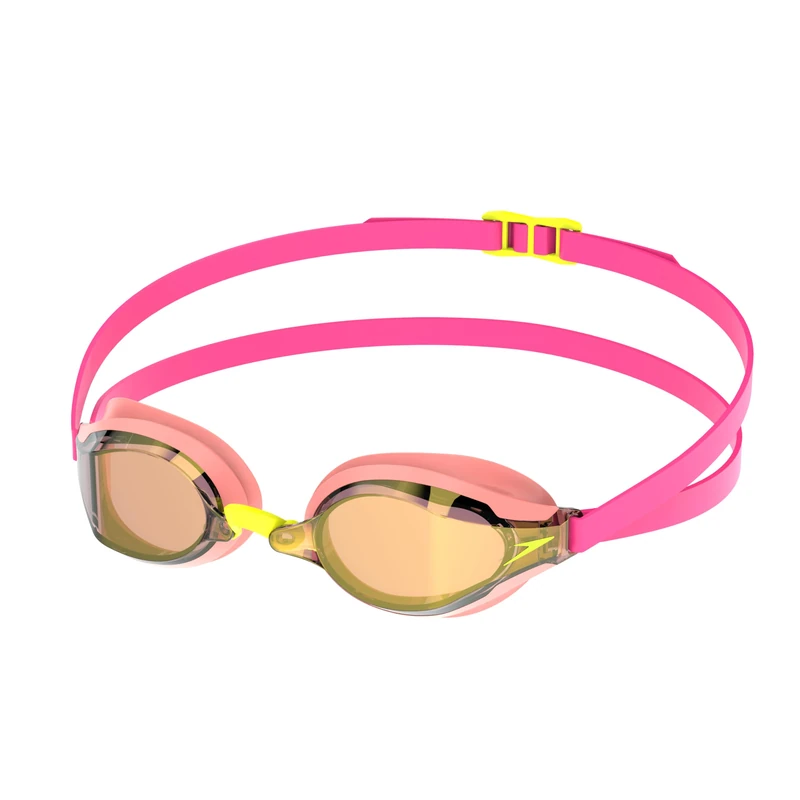 Speedo Adult Unisex Fastskin Speed Socket 2.0 Mirrored Swim Goggles, Neon Melon/Vermillion/Gold Mirror, One Size