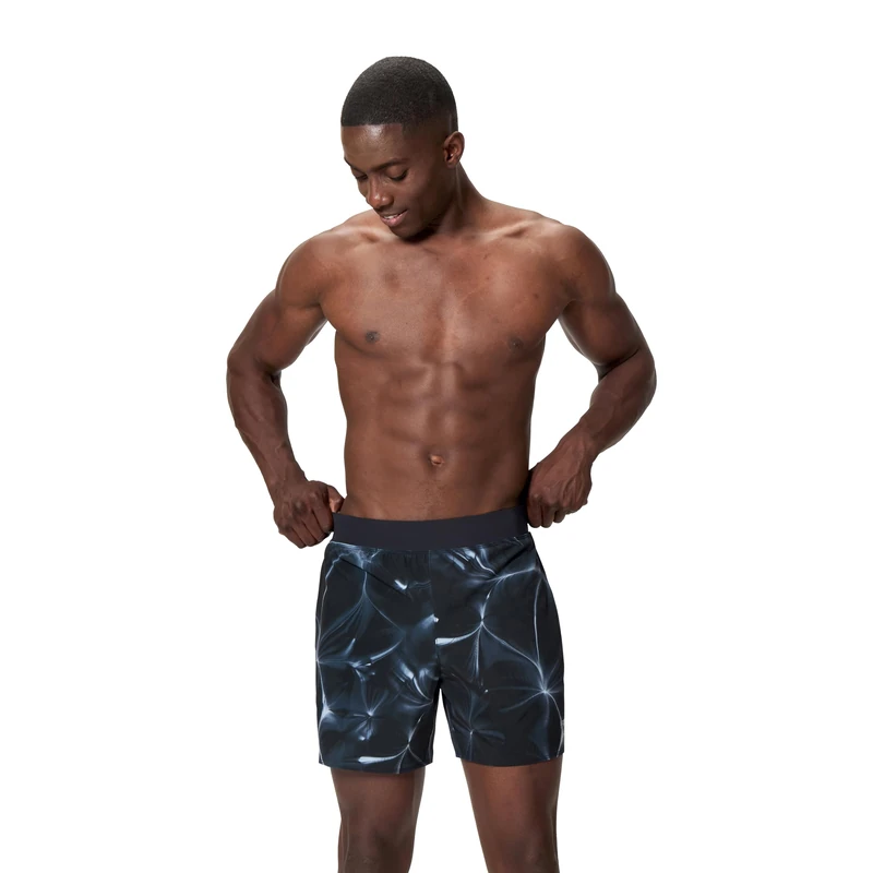 Speedo Men's Print Lookout Volley 16" Swim Short, Grey, M