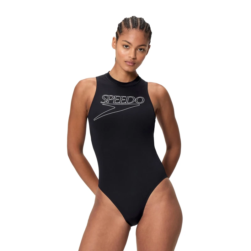 Speedo Women's End+ Logo One Piece Hydrasuit, SNA Anthracite, 28